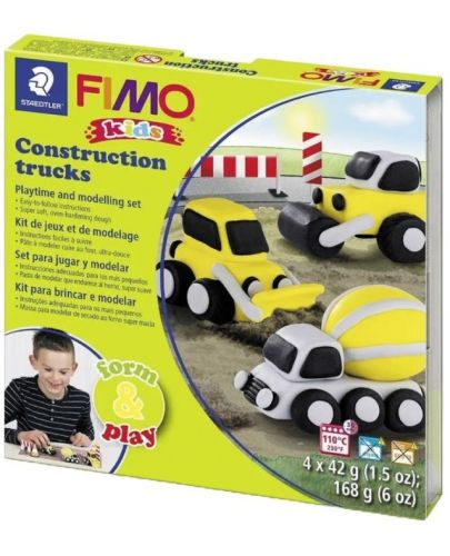 Комплект полимерна глина Staedtler Fimo Kids - Строителни камиони - 1