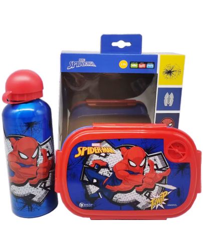 Комплект бутилка и кутия за храна Disney - Spider-Man, син - 3