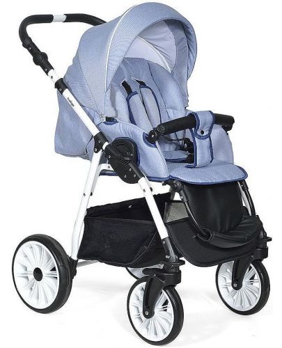 Комбинирана количка Baby Giggle - Alpina, 2 в 1, синя - 4