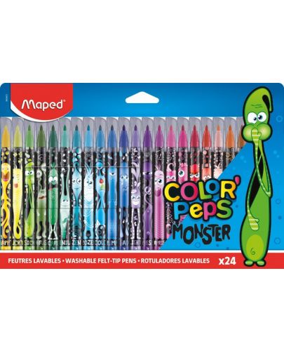 Комплект флумастери Maped Color Peps - Monster, 24 цвята - 1