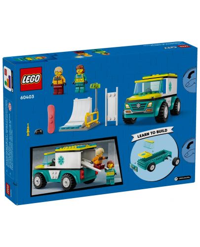 Конструктор LEGO City - Линейка за спешна помощ и сноубордист (60403) - 2