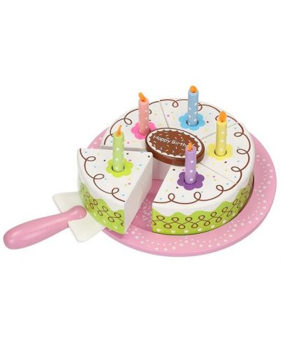 Игрален комплект Lelin - Дървена сметанова торта за рожден ден - 1
