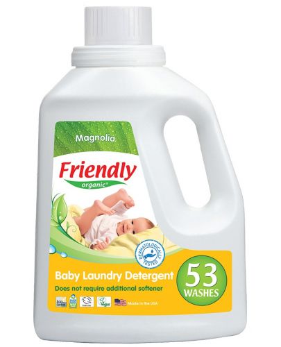 Концентриран гел за пране с омекотител Friendly Organic - Магнолия, 53 пранета, 1.57 l - 1