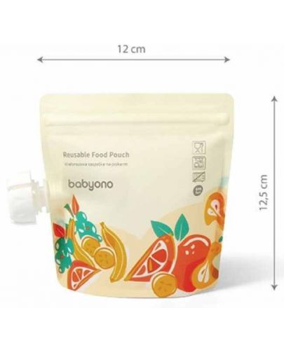 Комплект торбички за храна Babyono - За многократна употреба, 5 х 150 ml - 4