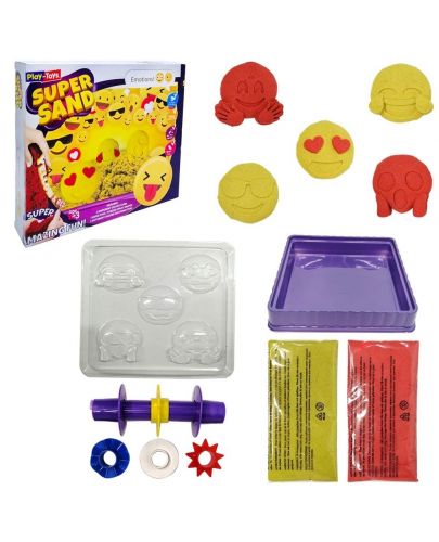 Комплект кинетичен пясък Play-Toys - Super Sand Emoji - 2