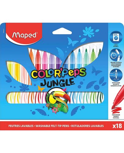 Комплект флумастери Maped Color Peps - Jungle, 18 цвята - 1