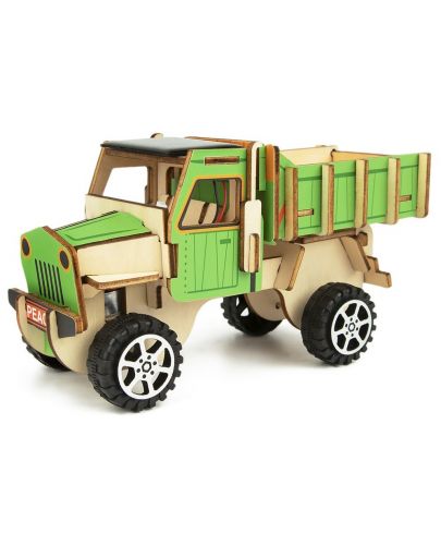 Комплект Tooky Toy - Направи сам 3D, дървен камион - 1