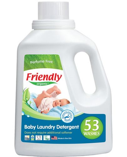 Концентриран гел за пране с омекотител Friendly Organic - Без аромат, 53 пранета, 1.57 l - 1