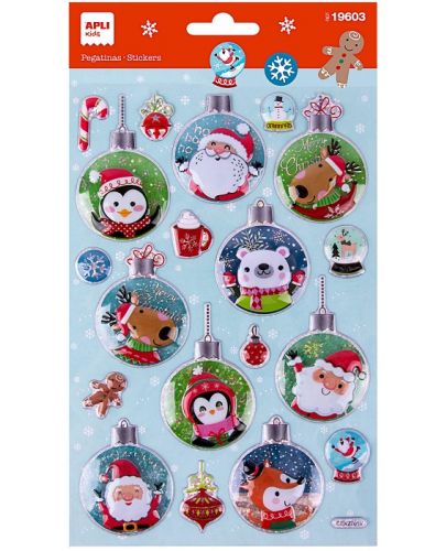 Коледни обемни стикери Коледна топка Apli Kids - Санта, 20 броя - 1