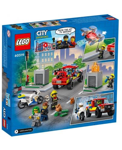 Конструктор Lego City - Спасение при пожар и полицейско преследване (60319) - 2