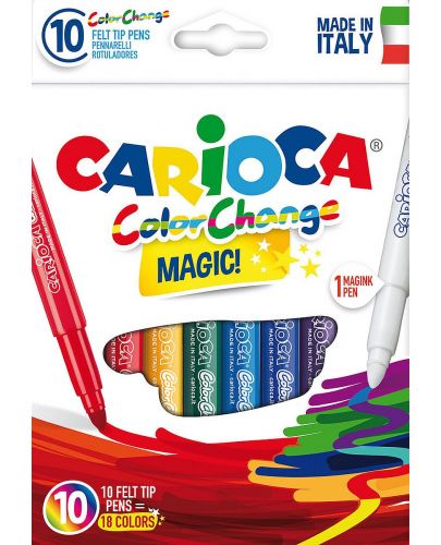 Комплект флумастери Carioca Magic - 9 цвята + 1 изтриващ - 1