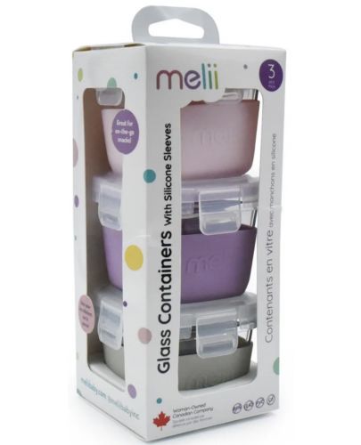 Комплект купички с капак Melii - 160 ml, 3 броя, многоцветни  - 2