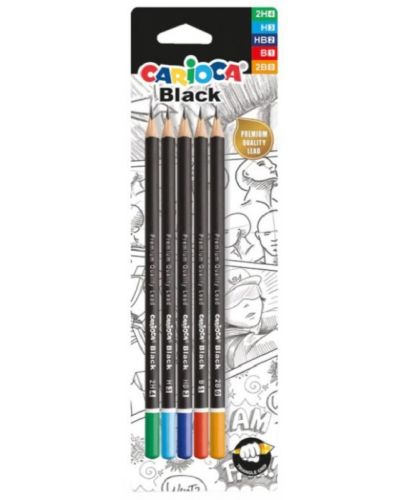 Комплект моливи Carioca - Черни, 5 броя - 1