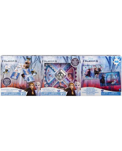 Комплект Spin Master Frozen II 3 в 1  - Пъзел, домино и игра със зарове - 2