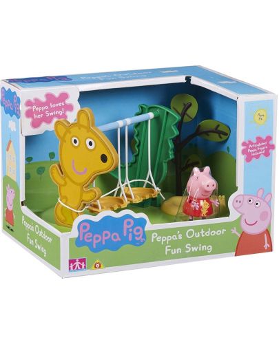 Комплект фигурки Peppa Pig - Игрална площадка, с люлка - 1
