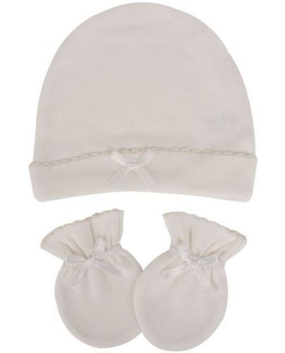 Комплект шапка с ръкавички Sevi Baby - Екрю - 1