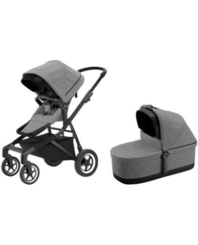 Комбинирана бебешка количка 2 в 1 Thule - Sleek, Grey Melange - 1