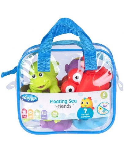 Комплект играчки за баня Playgro - Морски животни, за момче, 7 броя - 2