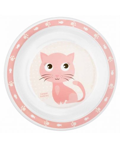 Пластмасов комплект за хранене Canpol - Happy Animals, розов - 5