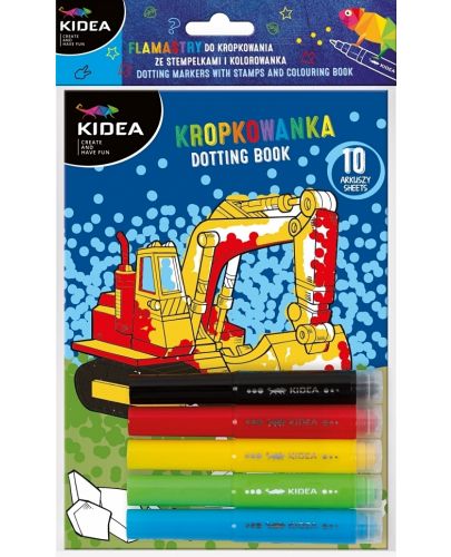 Комплект за оцветяване Kidea - Превозни средства, с маркери и печати - 1