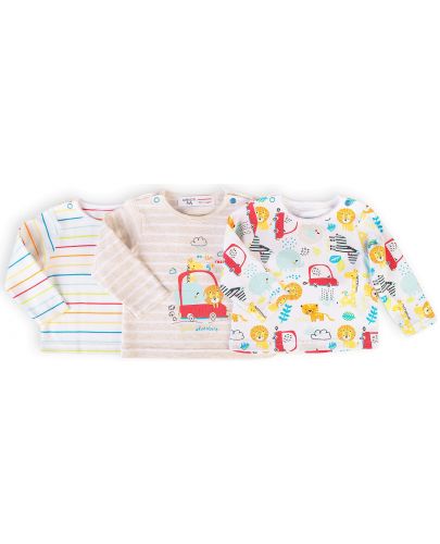 Комплект блузки с дълъг ръкав Minoti - Car, За новородени, 3 броя - 1