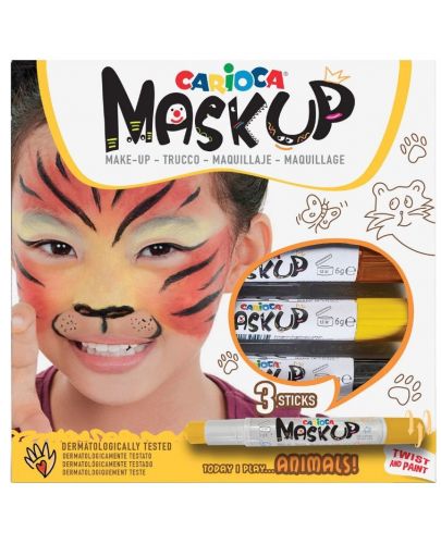 Комплект бои за лице Carioca Mask up - Животни, 3 цвята  - 1