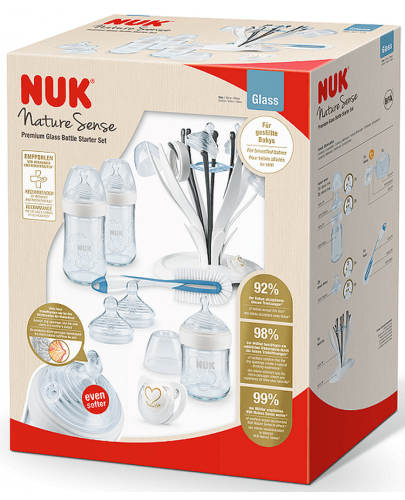 Комплект стъклени шишета Nuk Nature Sense Temperature Control - Premium Softer, 8 части  - 1