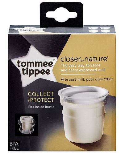 Комплект контейнери за кърма Tommee Tippee - Closer to Nature, 60 ml, 4 броя - 1