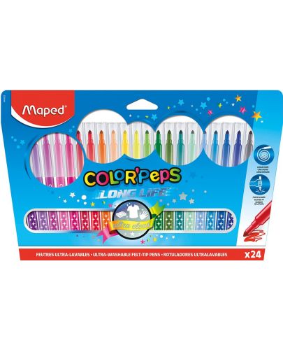 Комплект флумастери Maped Color Peps - Long Life, 24 цвята - 1