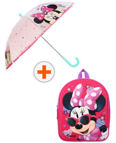 Комплект за детска градина Vadobag Minnie Mouse - Раница с 3D ефект и чадър - 1