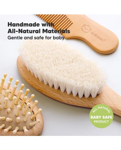 Комплект бебешки гребен за коса и дървени четки KeaBabies - 4