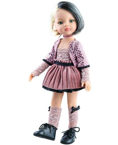Комплект дрехи за кукла Paola Reina Amigas - Лилава пола, блуза  и сако с пайети, 32 cm - 1