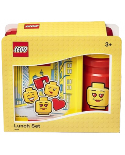 Комплект бутилка и кутия за храна Lego - Iconic Classic, червен, жълт - 2