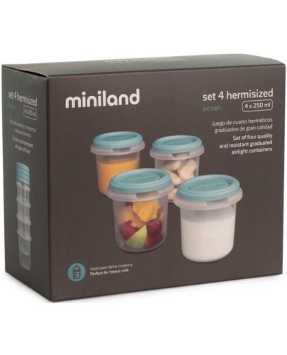 Комплект контейнери Miniland - Terra Ocean, 250 ml, 4 броя - 4