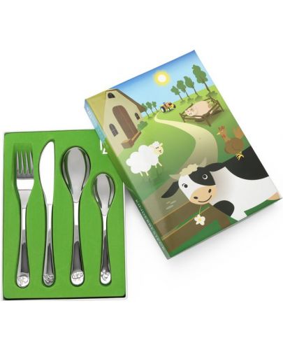 Комплект детски прибори за хранене Zilverstad - Ферма, 4 части - 1