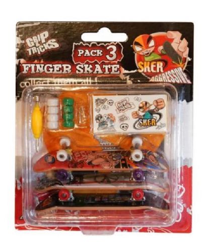 Комплект играчки за пръсти Grip&Trick - Скейтборди, 3 броя - 1