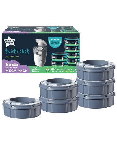 Комплект касети за хигиенен кош Tommee Tippee - Twist & click, 6 броя - 1