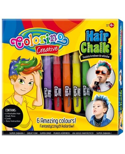 Комплект пастели за коса Colorino Creative - За момчета, 5 цвята - 1