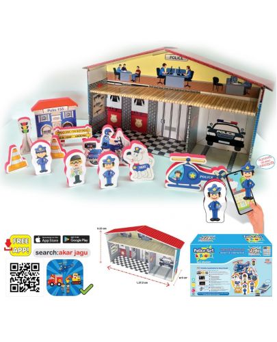 Комплект говорещи играчки Jagu - Полицейски участък и къща, 12 части - 1