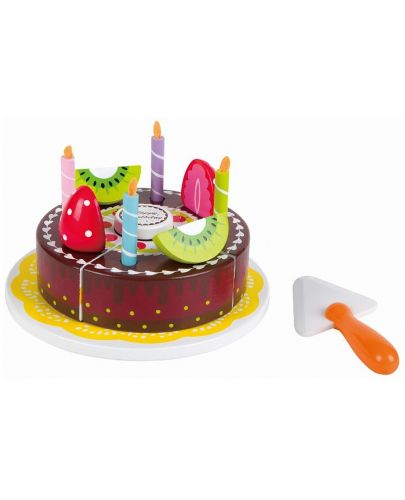 Игрален комплект Lelin - Дървена шоколадова торта за рожден ден - 1