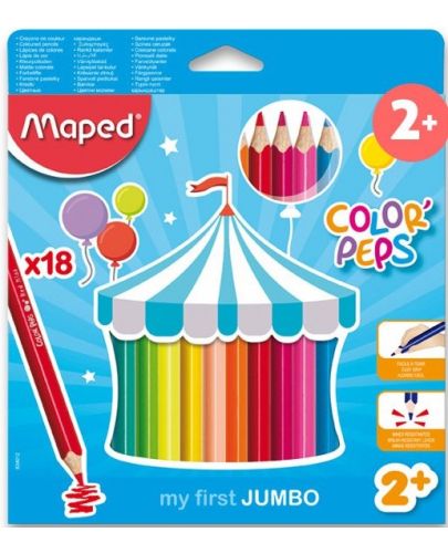 Комплект флумастери Maped Color Peps - My First Jumbo, 18 цвята - 1
