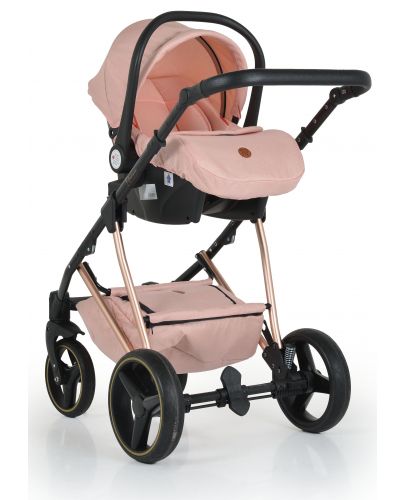 Комбинирана бебешка количка 3 в 1 Moni - Florence, розова - 4