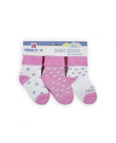 Комплект бебешки термо чорапи Kikka Boo - Памучни, 2-3 години, 3 чифта, розови - 1