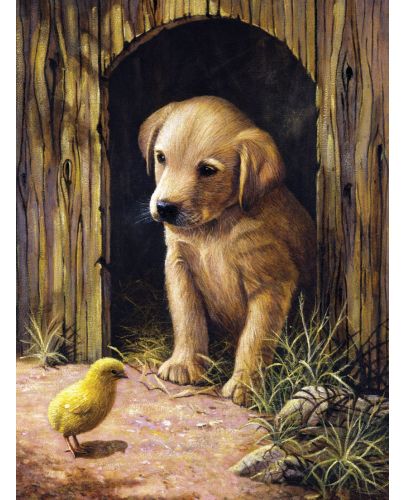 Комплект за рисуване с акрилни бои Royal - Кученце и пиле, 22х30 cm - 1