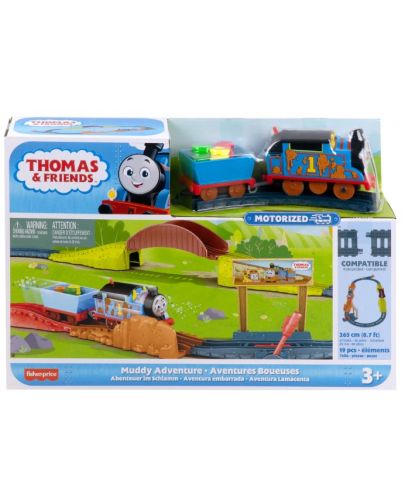 Комплект Fisher Price Thomas & Friends - Писта и локомотив Muddy Adventure - 1