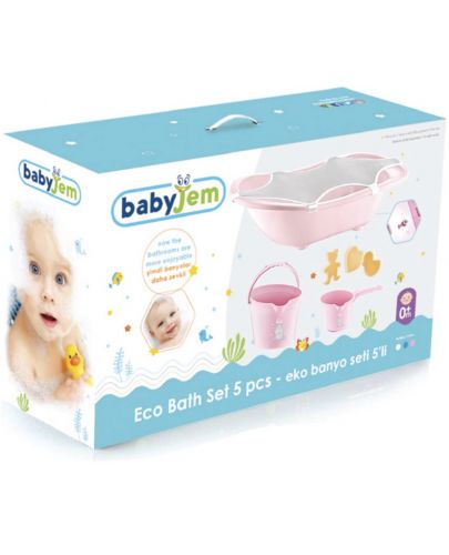 Комплект за къпане BabyJem - Розов, 5 части - 5