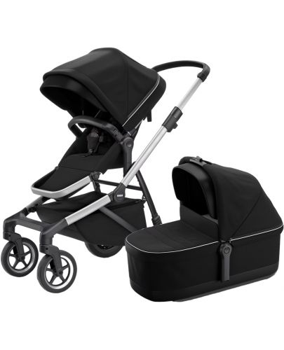 Комбинирана бебешка количка 2 в 1 Thule - Sleek, Midnight Black Aluminum - 1
