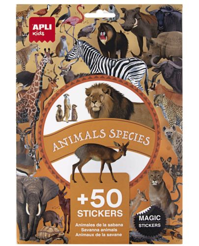 Комплект стикери Apli Kids - Животните от саваната, 50 броя - 1