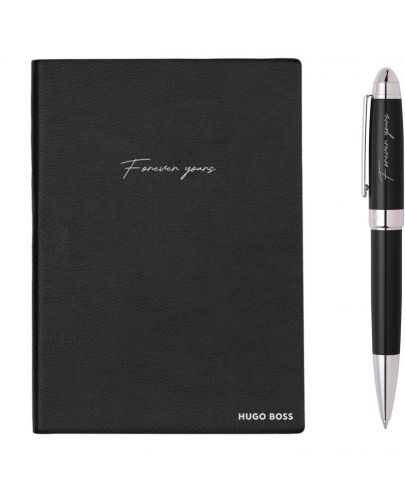 Комплект тефтер и химикалка Hugo Boss - Forever Yours, A5, черен - 1