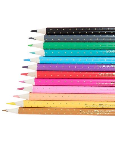 Комплект цветни моливи Paso Studio Pets - 12 броя - 2